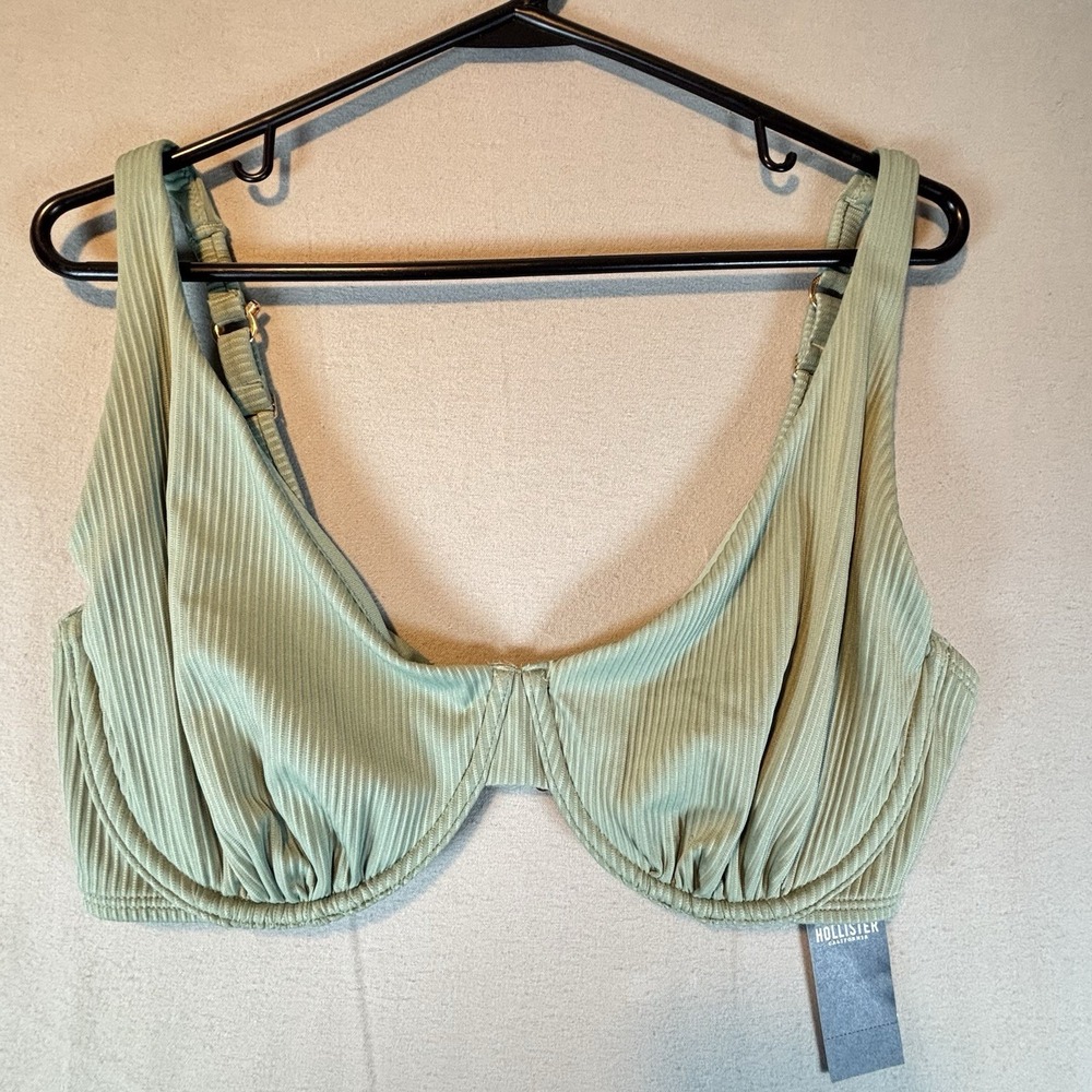 HOLLISTER Green Bikini Swim Top Size Curvy Large 38F 38D 38 DD NWT